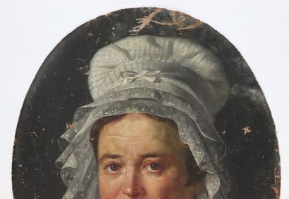 null Ecole française du XIXème siècle. 

Portrait de femme au bonnet. 

Huile sur...