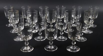 null 
Partie de service de verres en cristal comprenant :




-dix-sept verres à...