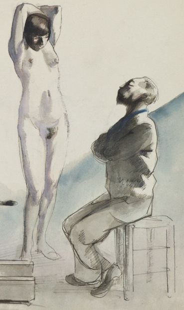 null René-Georges Hermann, called HERMANN-PAUL (1864-1940). 

Youth. 

Watercolor...