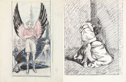null René-Georges Hermann, dit HERMANN-PAUL (1864-1940). 

Réunion de neuf dessins...