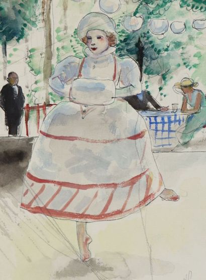 null René-Georges Hermann, dit HERMANN-PAUL (1864-1940). 

Danseuse à la robe blanche...