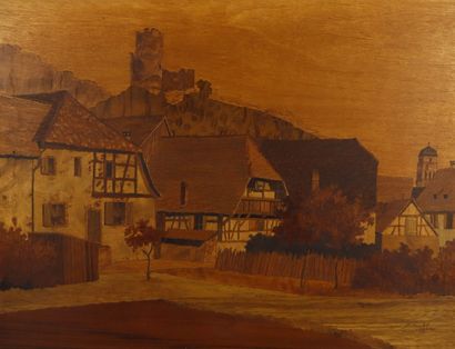 null Charles SPINDLER (1865-1938).

Kaysersberg, en Alsace.

Panneau en marqueterie,...