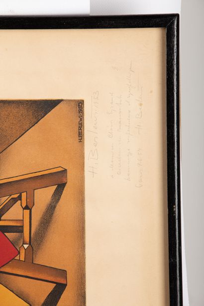 null Henryk BERLEWI (1894-1967).

Nature morte à la chaise. 

Lithographie en couleur,...