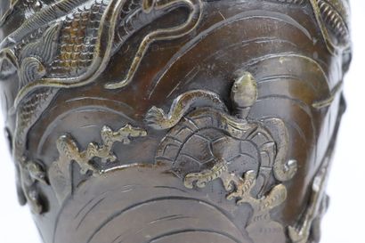 null JAPON, période Meiji (1868-1912).

Paire de vases balustres en bronze à patine...