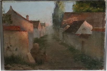 null Paul RENAUDOT (1871-1920). 

Village. 

Huile sur toile, signée en bas à droite...