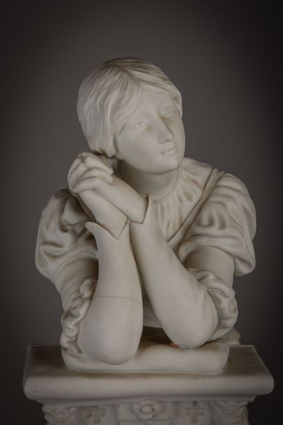 null Émile VOYEZ (?-1895), d'après.

La prière.

Sculpture en biscuit, signée sur...