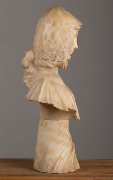 null Amedeo GENNARELLI (1881-1943), attribué à.

Buste de jeune femme en albâtre,...