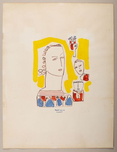 tée Réunion de gouaches et estampes comprenant :

- Jacques LAGRANGE (1917-1995).

Composition....