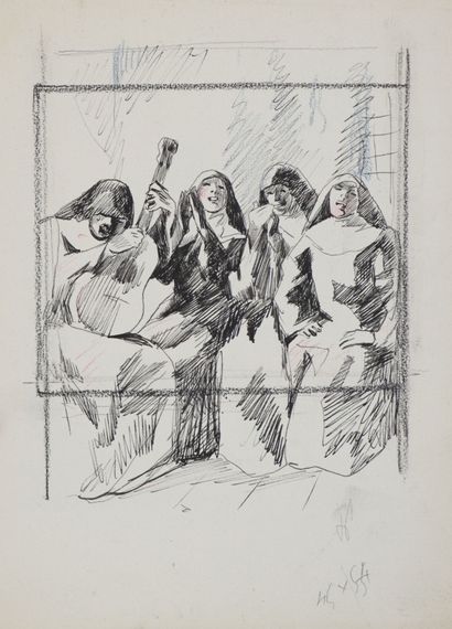 null René-Georges Hermann, dit HERMANN-PAUL (1864-1940). 

Réunion de neuf dessins...