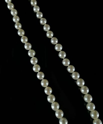 null Collier de perles de culture comprenant quarante-huit perles, le fermoir en...