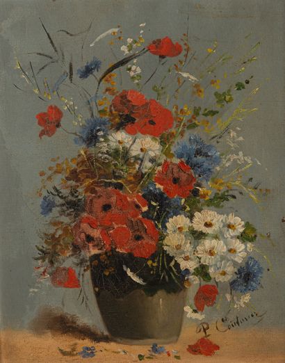 null P. COUTURIER (Actif au début du XXème siècle). 

Bouquets de fleurs, dans le...