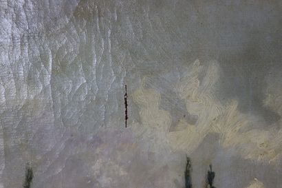 null Jean BERNARD-DOUTRELANDT (1908-1994).

Paysage de lac. 

Huile sur toile, signée...