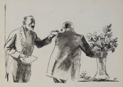 null René-Georges Hermann, dit HERMANN-PAUL (1864-1940). 

Hommes, l'un au bouquet...