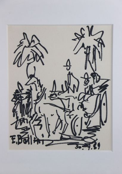 null Emmanuel BELLINI (1904-1989).

Calèche à Cannes.

Feutre sur papier, signée...