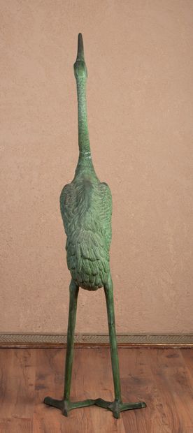 null École moderne.

Sculpture décorative figurant un héron en métal patiné vert,

Moderne.

H_165...