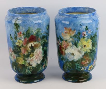 null Dominique GRENET (1821-1885) à GIEN.

Paire de vases en barbotine émaillée impressionniste...