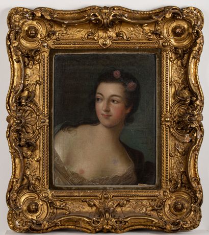 null Ecole française du XVIIIème siècle.

Portrait de femme, des roses dans sa chevelure.

Huile...