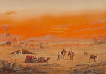 null R. PASCALINI (actif au début du XXème siècle).

Caravanes dans le désert.

Paire...