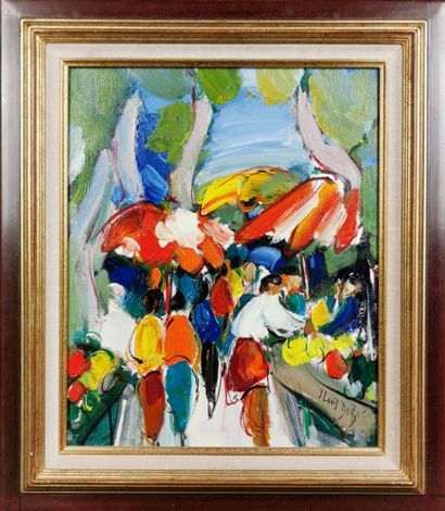 null Jean-Louis DUBUC (1946).

Les parasols du marché.

Acrylique sur toile, signée...
