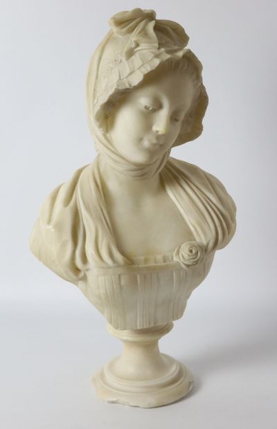null Ecole française du début du XXème siècle.

Buste de jeune femme au fichu.

Sculpture...