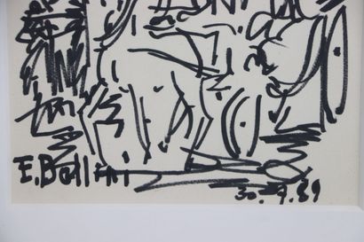 null Emmanuel BELLINI (1904-1989).

Calèche à Cannes.

Feutre sur papier, signée...