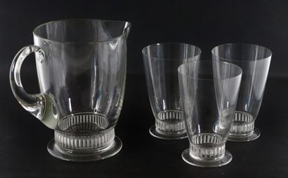 null R. LALIQUE France, bamboo model.

Pitcher and three orangeade glasses in crystal.

Marked...