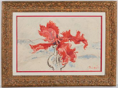 null Rolf GERARD (1909 - 2011).

Tulipe rouge dans un vase.

Huile sur toile, signée...