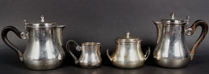 null Service à thé et café en argent, quatre pièces comprenant une théière, une cafetière,...
