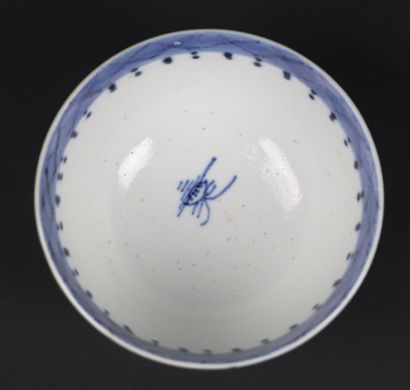 null CHINA.

Porcelain bowl with blue monochrome decoration of pagoda.

End of XVIIIth...