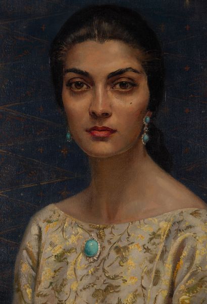 null Max MOREAU (1902 - 1992).

Portrait of H.R.H. Princess Safia TARZI of Afghanistan.

Oil...