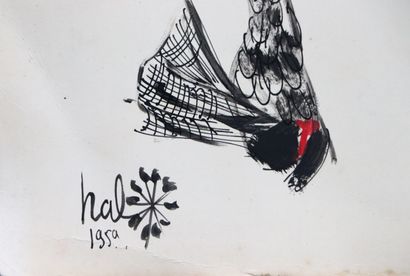 null 
André NAL ZENH peintre vietnamien (1924-1998).



Kilin au parasol.



Encre...