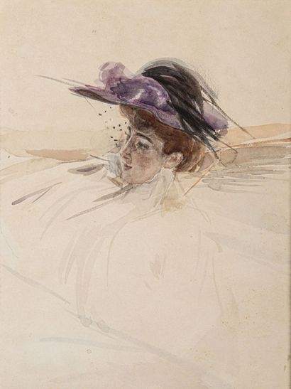 null 
Giovanni BOLDINI (1842-1931).

Portrait de Madame d'Aurillac.

Aquarelle sur...