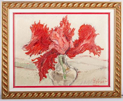 Rolf GERARD (1909 - 2011). 
Tulipe rouge....
