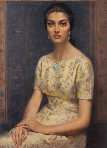 null Max MOREAU (1902 - 1992).

Portrait de S.A.R. la princesse Safia TARZI d'Afghanistan.

Huile...