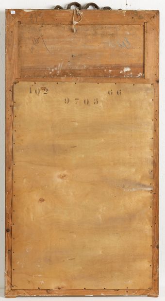 null Miroir de trumeau en bois et stuc doré et laqué.

Style Louis XVI, vers 1900.

H_153...