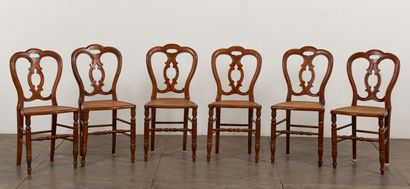 Suite de six chaises cannées.

XIXème siècle.

H_88...