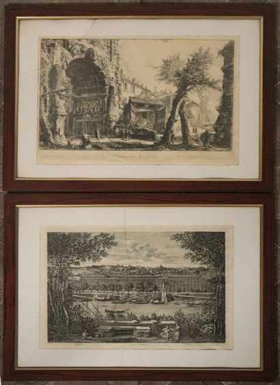 null Suite de huit reproductions de gravures anciennes.

Vues de Rome et des environs.

H_39,5...