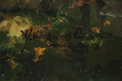 null Willem VAN DEN BERG (1886-1970).

Ruisseau en sous-bois.

Huile sur toile, signée...