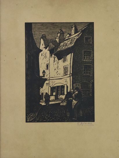 null Fernand CHALANDRE (1879-1924).

La rue du Sabotier à la Charité sur Loire.

Gravure,...