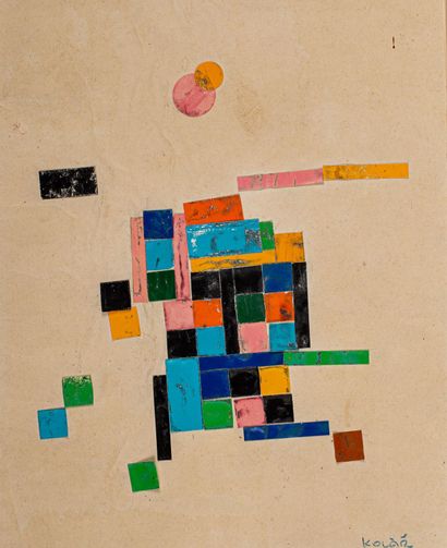  Jiri KOLAR (1914-2002). 
Composition. 
Collage sur papier, signé en bas à droite...
