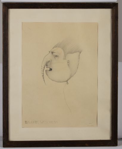  Hanna SOLWAY (1951). 
Portraits caricaturaux. 
Deux dessins au crayon sur papier,...
