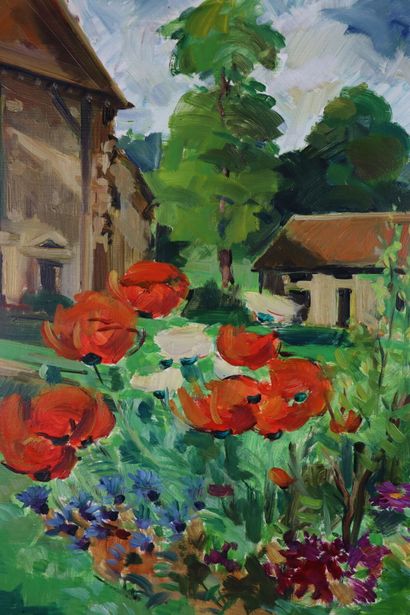 null Jean-Louis VERRIER (1915-2001).

Fleurs au domaine de Faye. 

Huile sur panneau,...