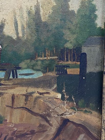 null Gustave LEROY (XIXème-XXème siècle).

Moulin au Mans (Sarthe).

Huile sur toile,...