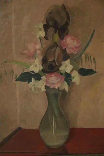 null Suzanne BERNOUARD (épouse de Louis SÜE).

Vase de fleurs.

Huile sur carton,...