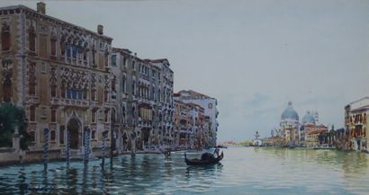 null G. PAVOLANI (XIXème siècle). 

Venise. 

Paire d'aquarelles sur papier, signées...