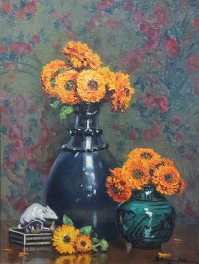 null Paul BELANGER-ADHEMAR (1868-1948).

Nature morte aux vases de fleurs et souris...
