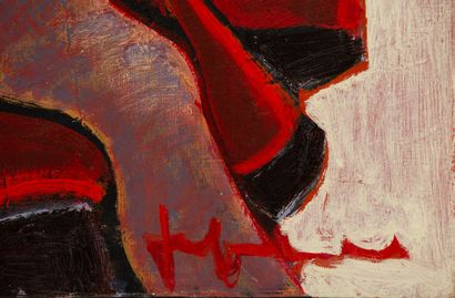 null Jef FRIBOULET (1919-2003).

Modèle à la robe rouge.

Huile sur toile, signée...
