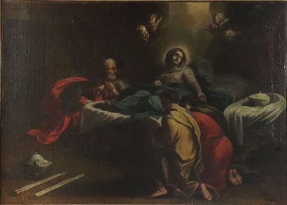 null Carlo MARATTA (1625-1713), d'après.

La mort de la Vierge.

Huile sur toile.

H_40...