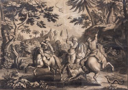  Nicolas BONNART (1637-1718). 
L'Afrique. 
Importante gravure en noir, en deux feuilles....