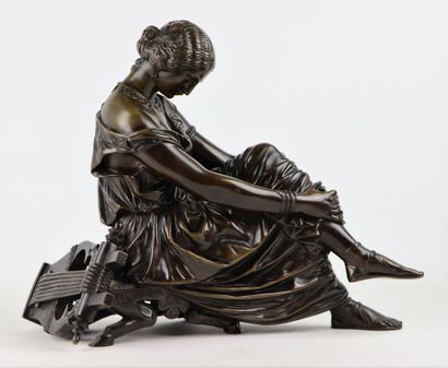 null James PRADIER (1790-1852).

Sapho.

Groupe en bronze à patine brun-or.

Fonte...